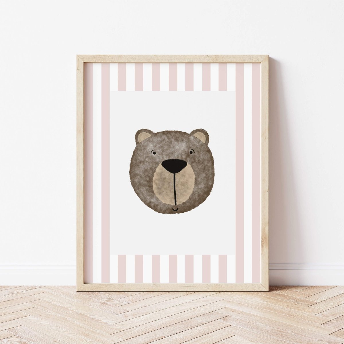 Bear Print - Dusky Pink Stripes – for children, available at Learning Bugs UK
