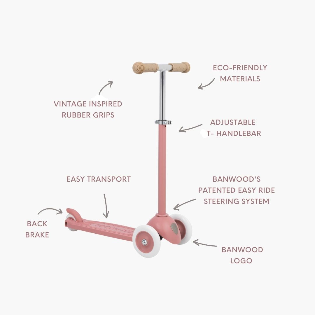Banwood Eco Scooter Kids 3-Wheel Scooter (Raspberry)