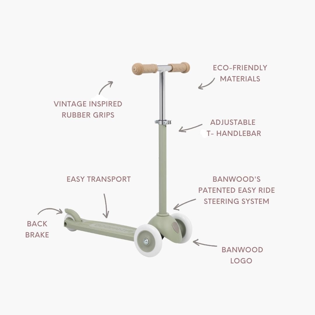 Buy Banwood Eco Scooter Kids 3 - Wheel Scooter (Olive) | SCOOTER for kids by Learning Bugs UK