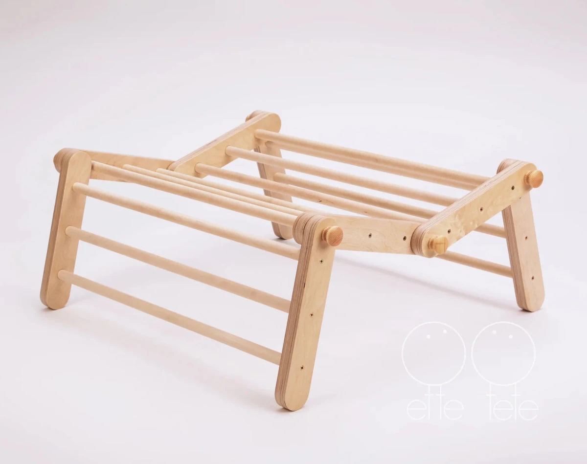 Ette Tete Pikler Triangle with Ramp | Modifiable Montessori Climbing Frame – Climbing Triangle for children, available at Learning Bugs UK