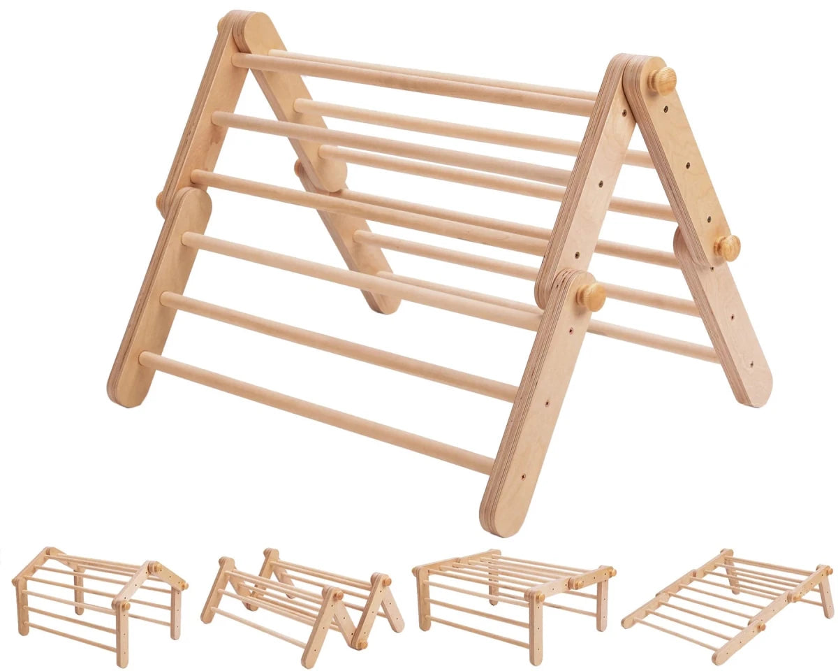 Ette Tete Pikler Triangle with Ramp | Modifiable Montessori Climbing Frame – Climbing Triangle for children, available at Learning Bugs UK