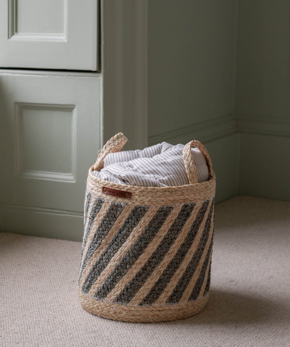 Maize Stripe Storage Basket Set of 3 - Natural – Baby Changing for children, available at Learning Bugs UK
