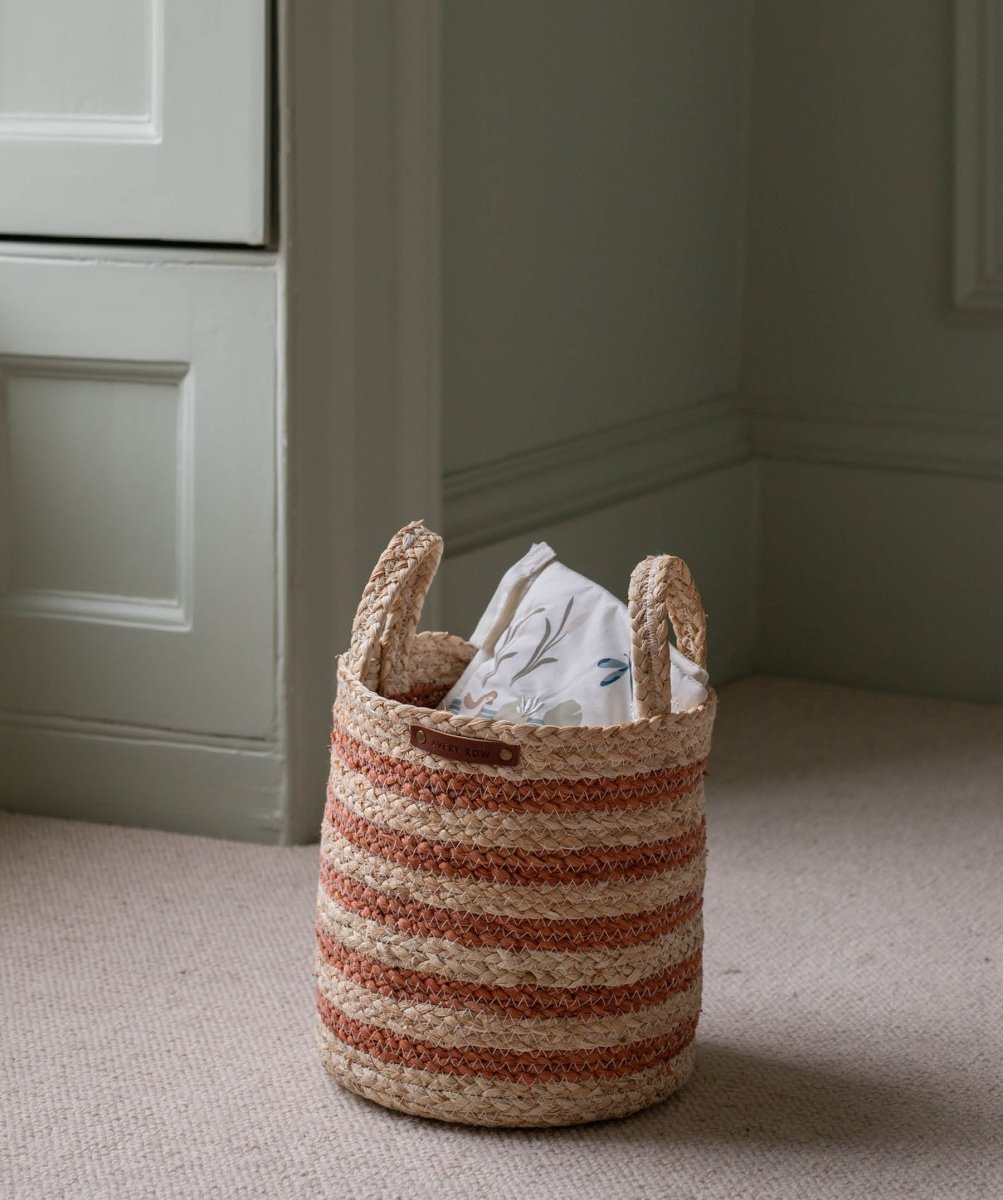 Maize Stripe Storage Basket Set of 3 - Natural – Baby Changing for children, available at Learning Bugs UK