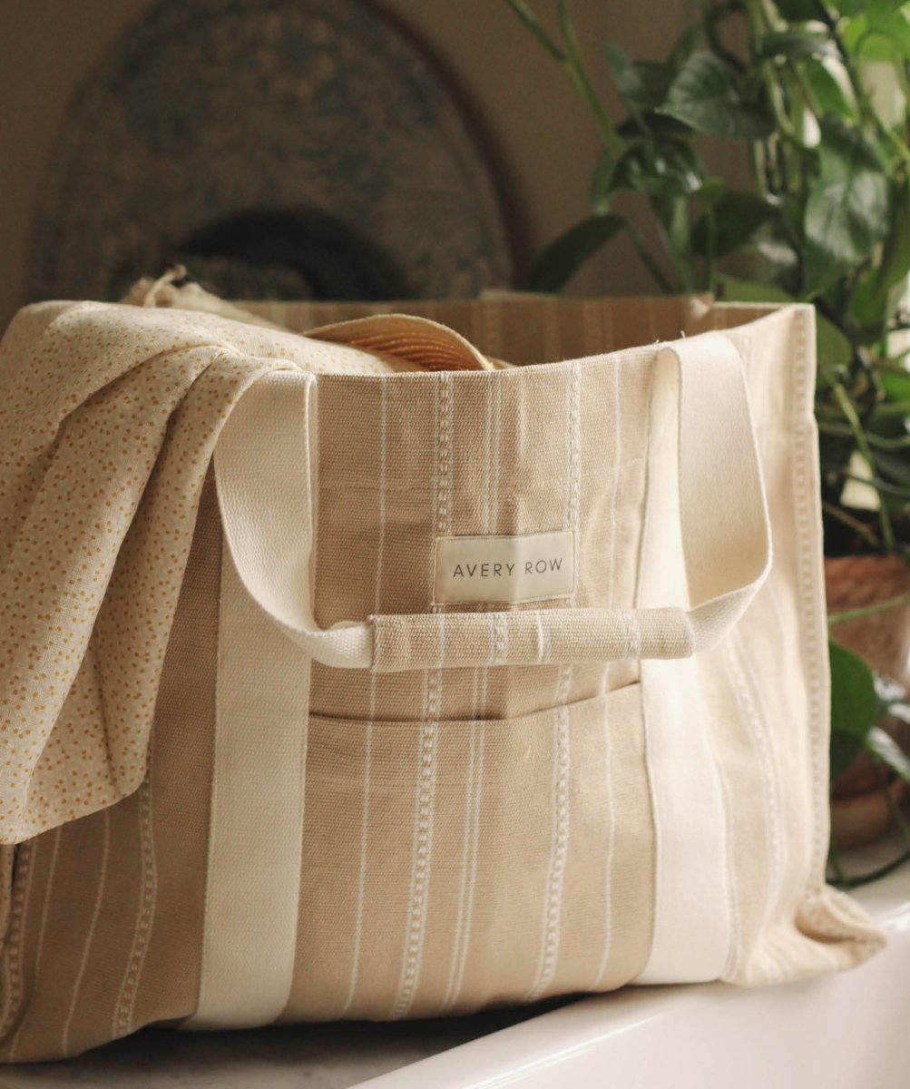 Woven Stripe Bag - Natural – Parent Accessories for children, available at Learning Bugs UK