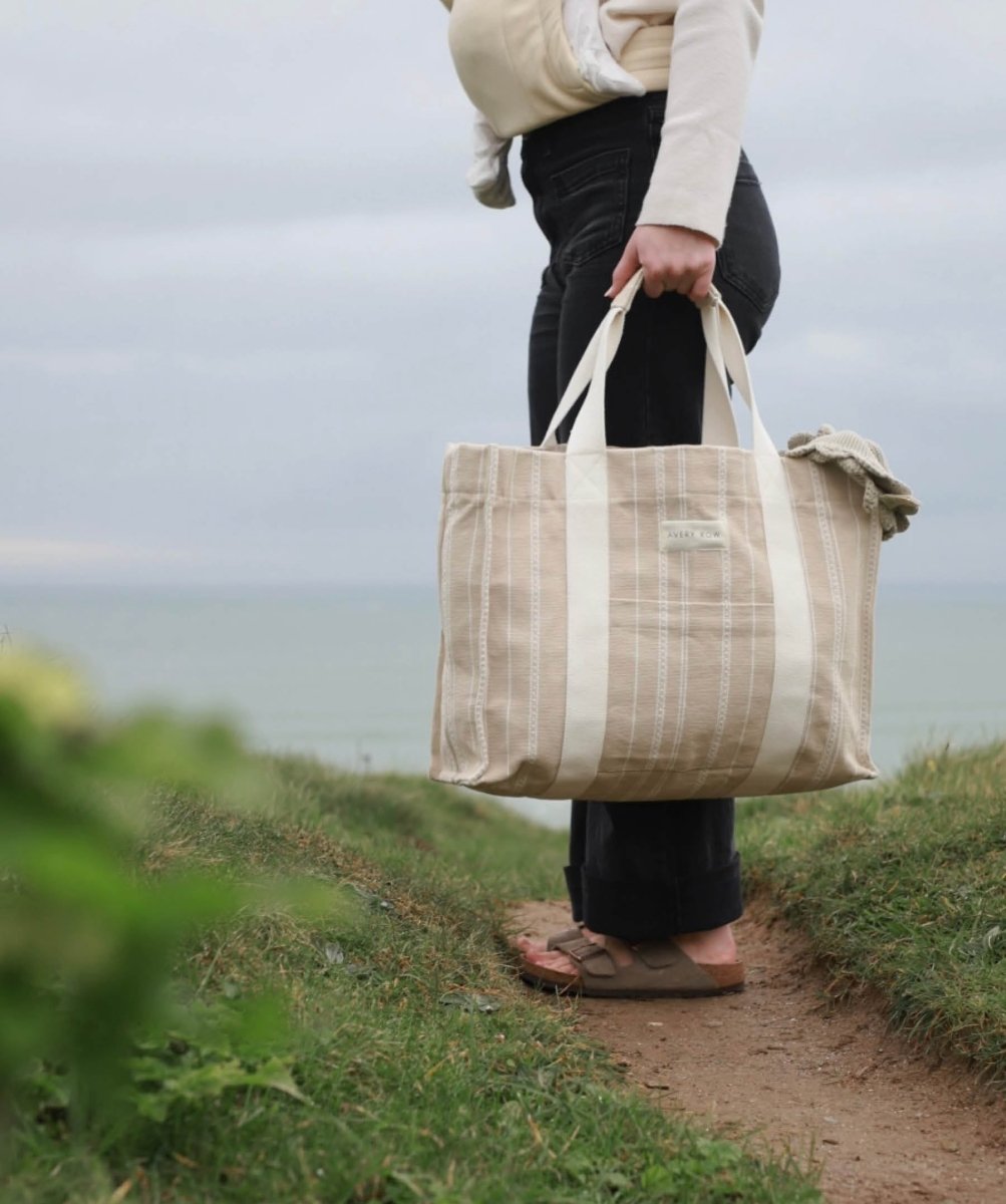 Woven Stripe Bag - Natural – Parent Accessories for children, available at Learning Bugs UK