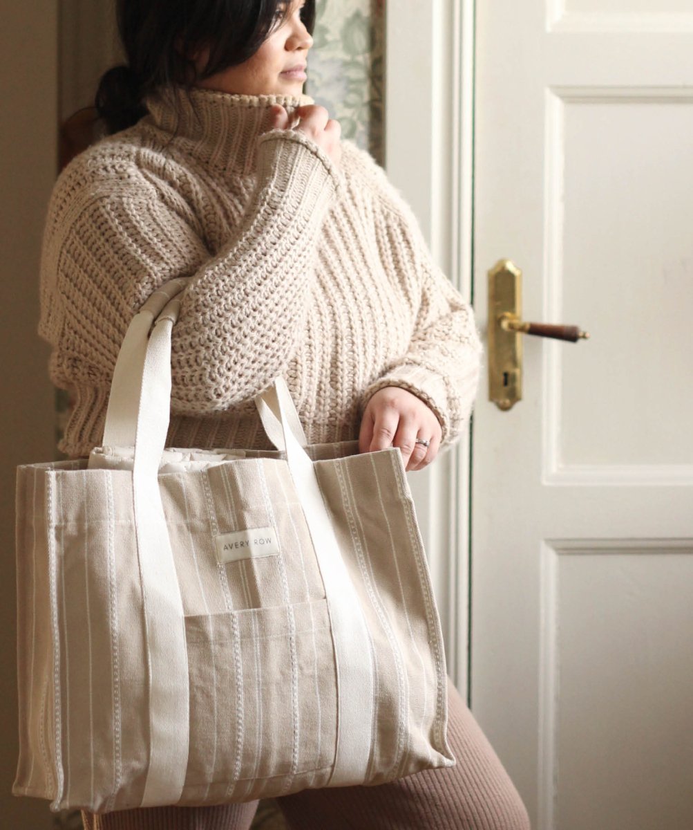 Woven Stripe Bag - Natural – Parent Accessories for children, available at Learning Bugs UK