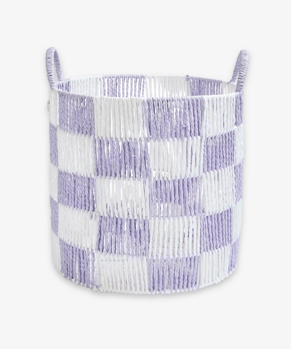 Checkerboard Storage Basket Large - Lilac – Storage for children, available at Learning Bugs UK