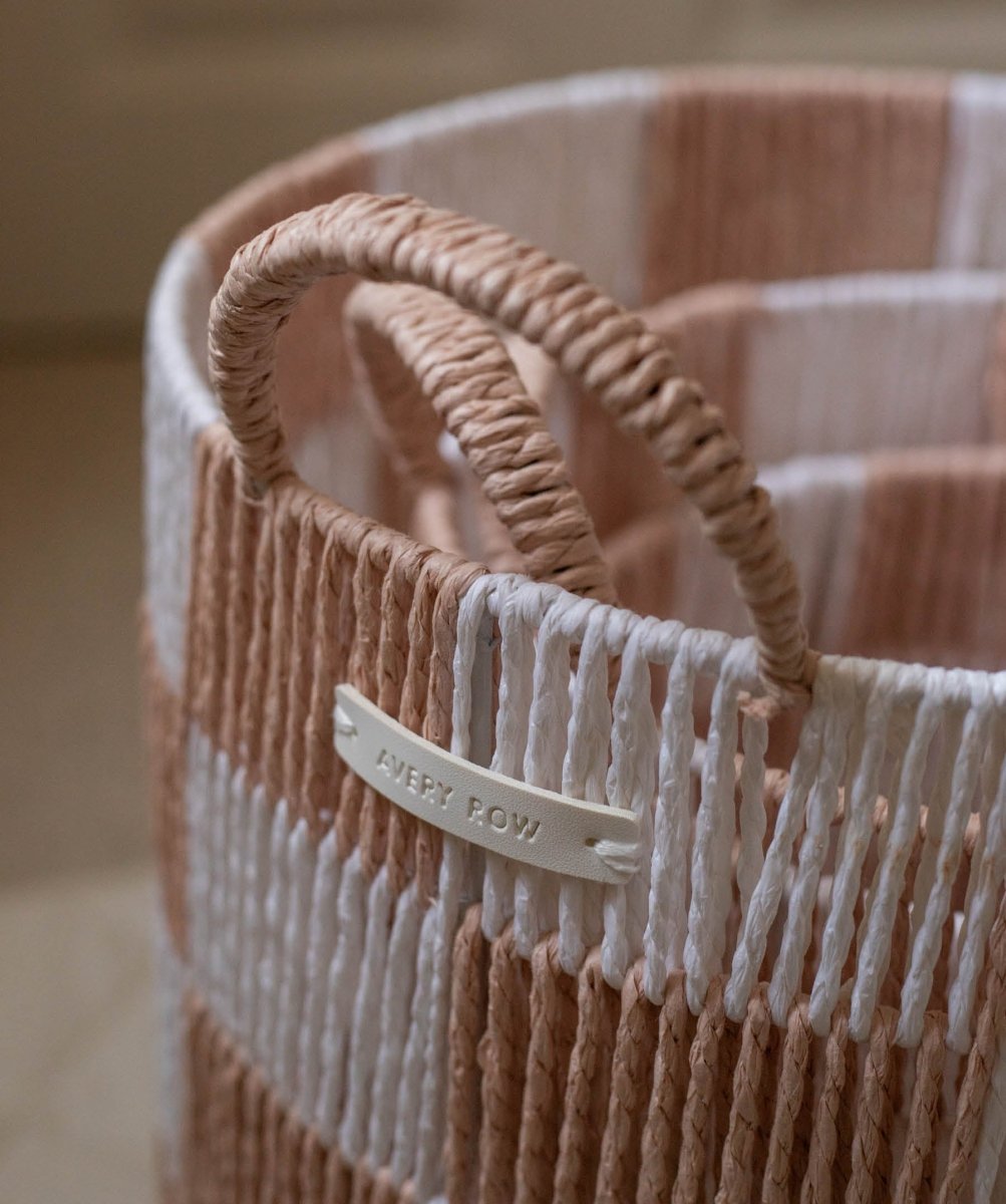 Checkerboard Storage Basket Small - Nude – Storage for children, available at Learning Bugs UK