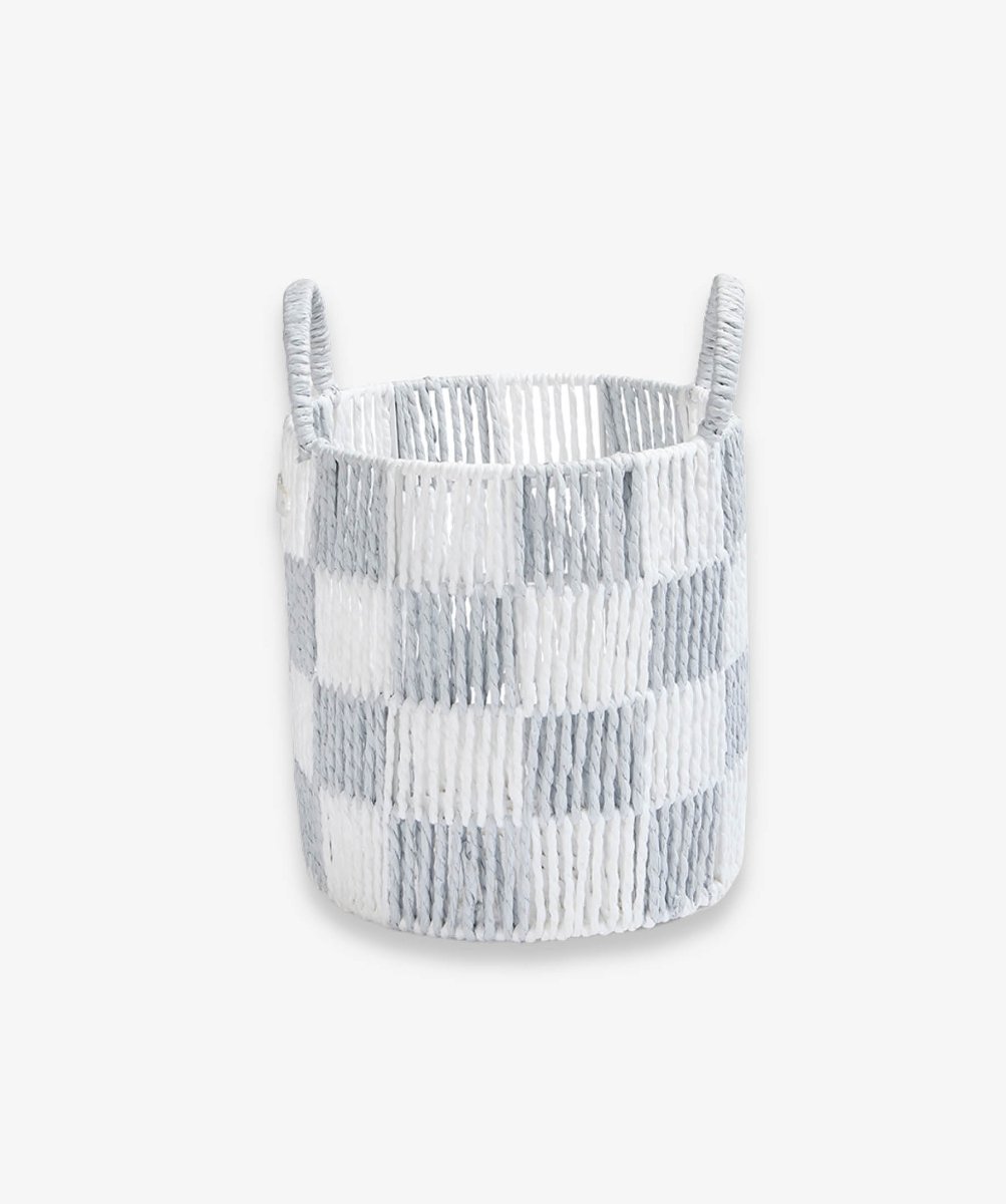 Checkerboard Storage Basket Small - Powder Blue – Storage for children, available at Learning Bugs UK