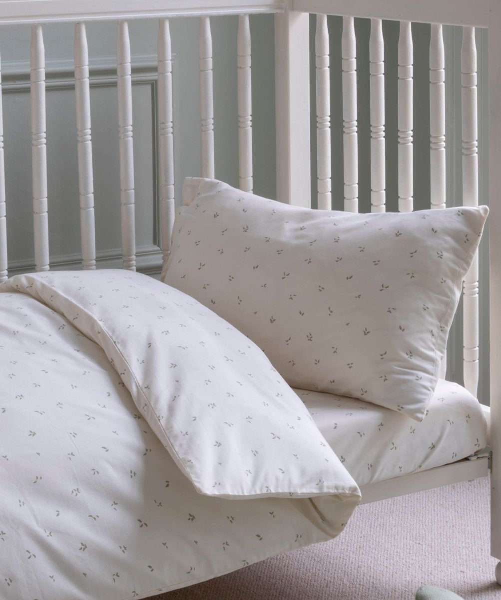 Organic Cotton Cotbed Bedding Set - Nettle Scatter – Bedding for children, available at Learning Bugs UK