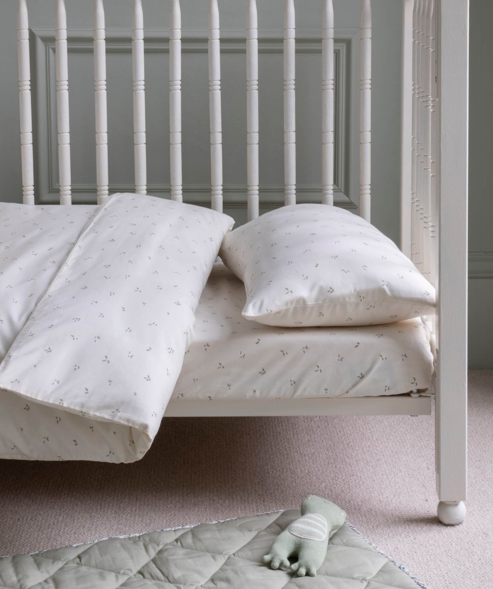 Organic Cotton Cotbed Bedding Set - Nettle Scatter – Bedding for children, available at Learning Bugs UK