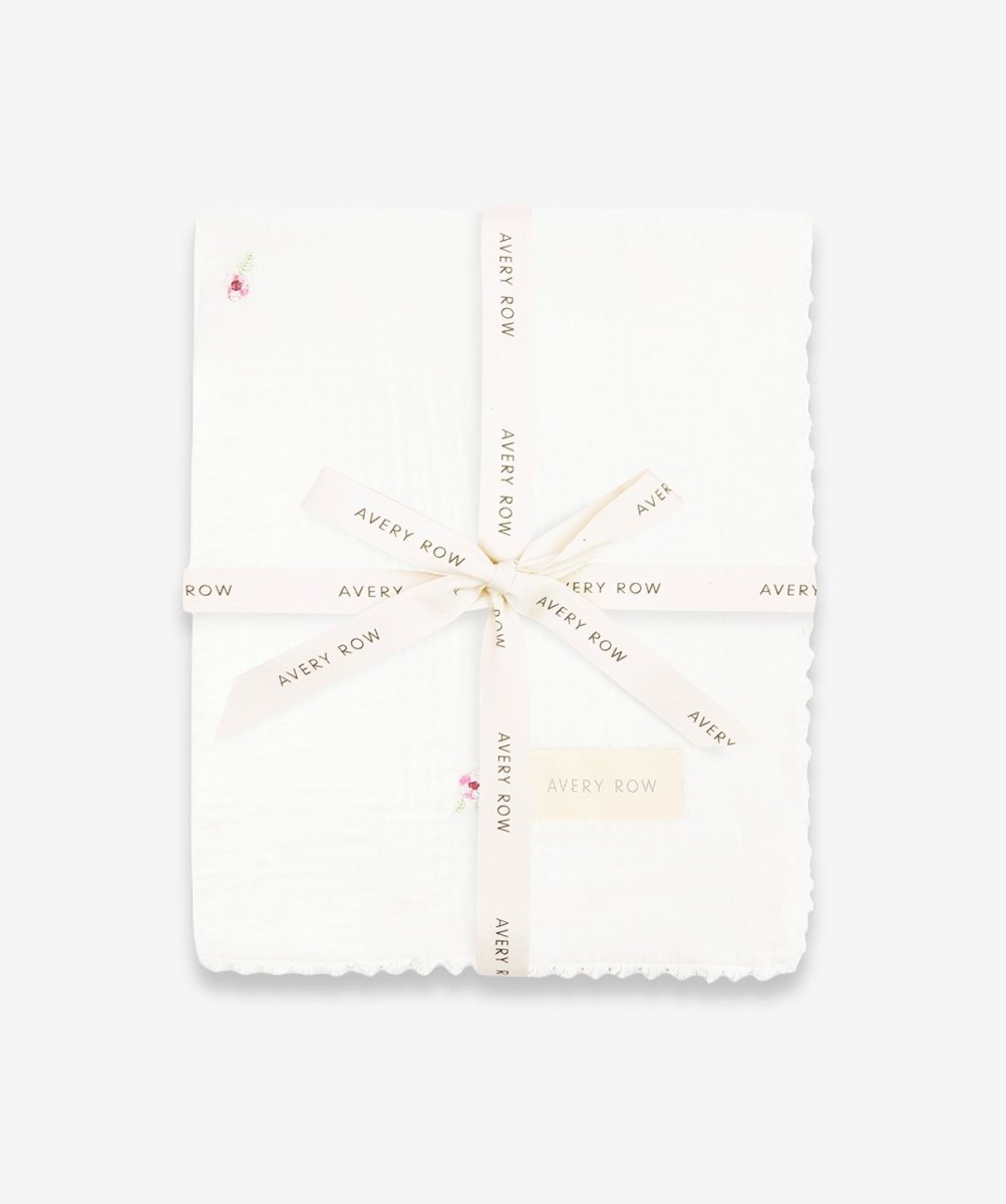 Embroidered Muslin Blanket - Anemone – Blankets for children, available at Learning Bugs UK