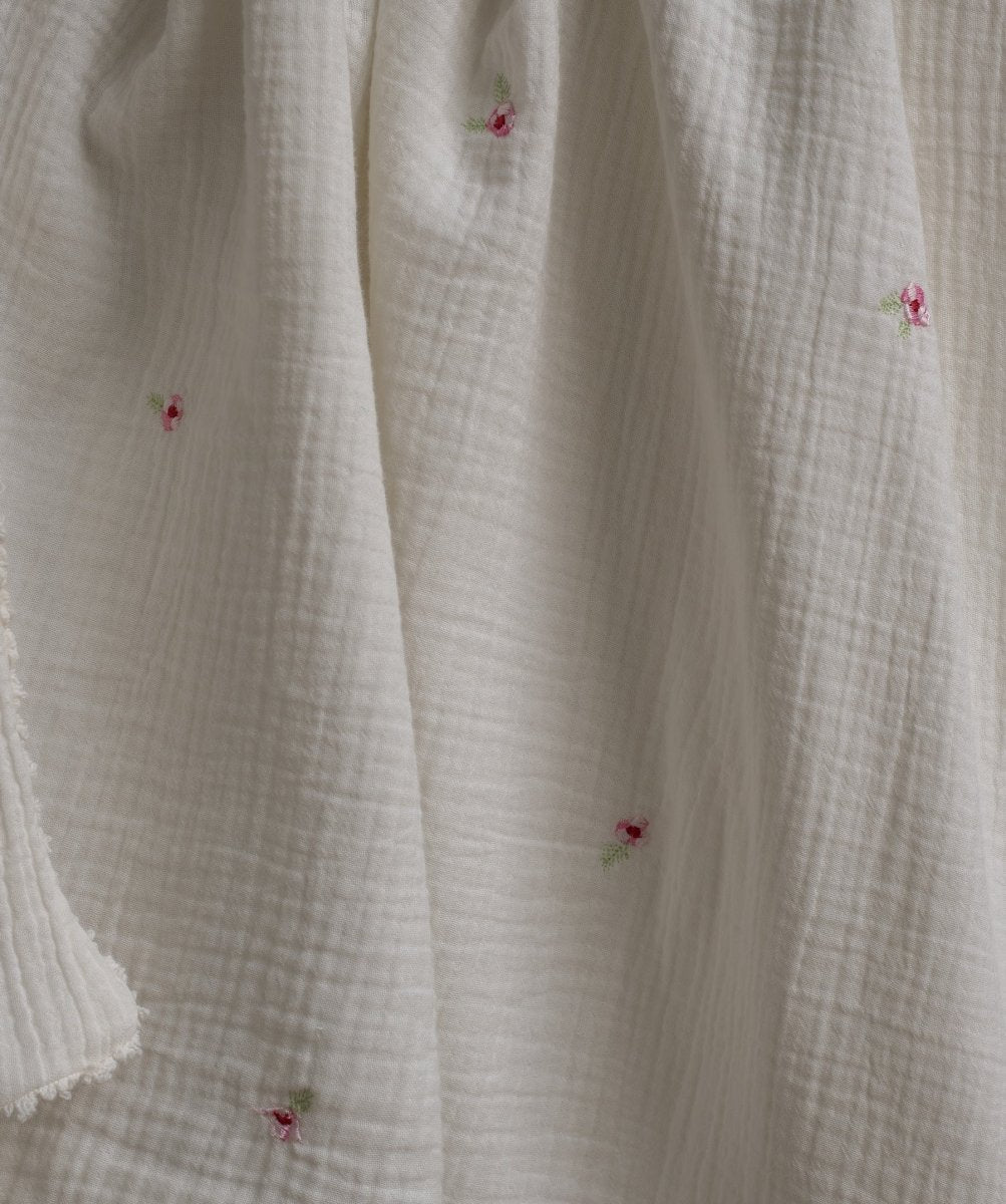 Embroidered Muslin Blanket - Anemone – Blankets for children, available at Learning Bugs UK