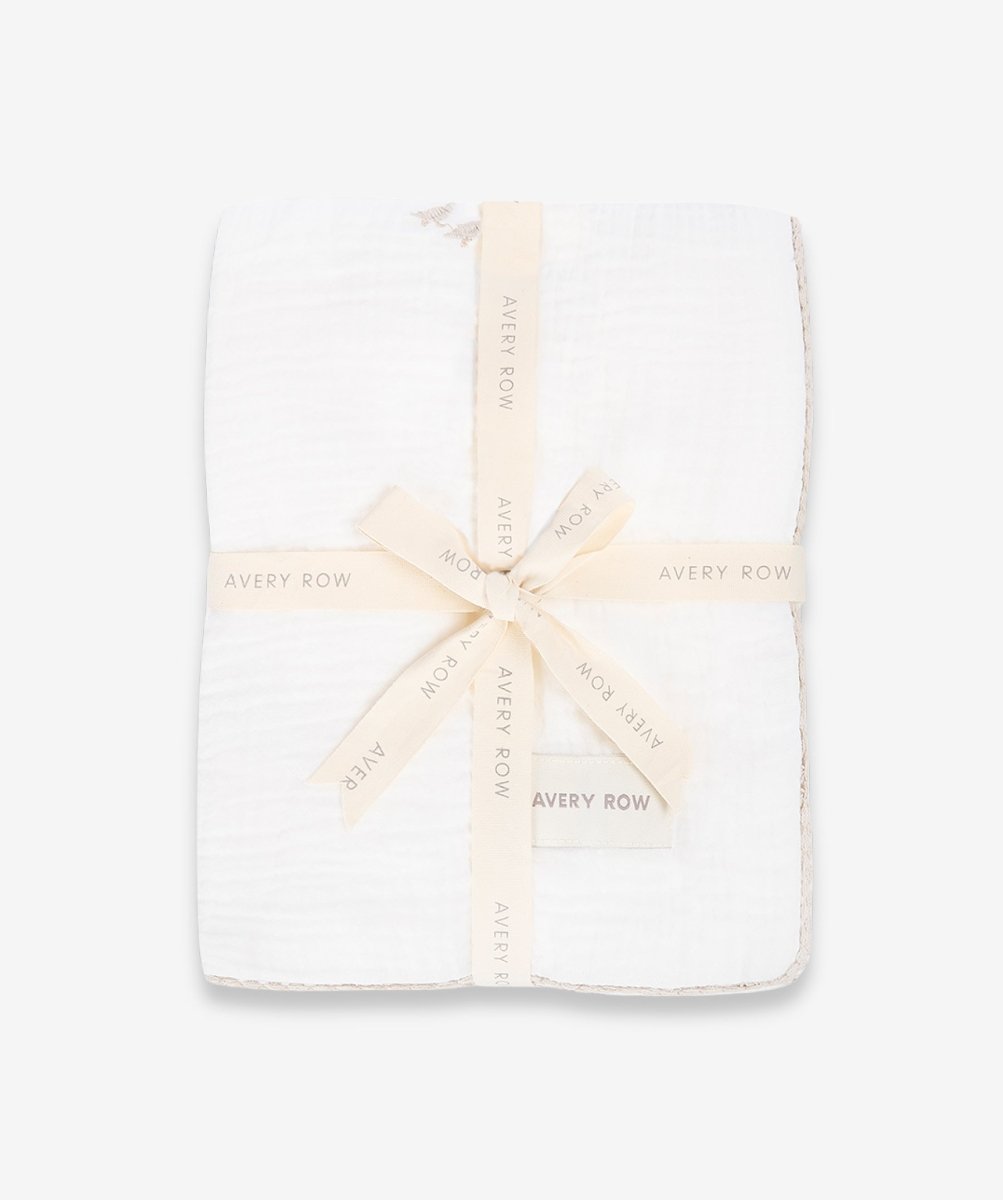 Embroidered Muslin Blanket - Little Farm – Blankets for children, available at Learning Bugs UK