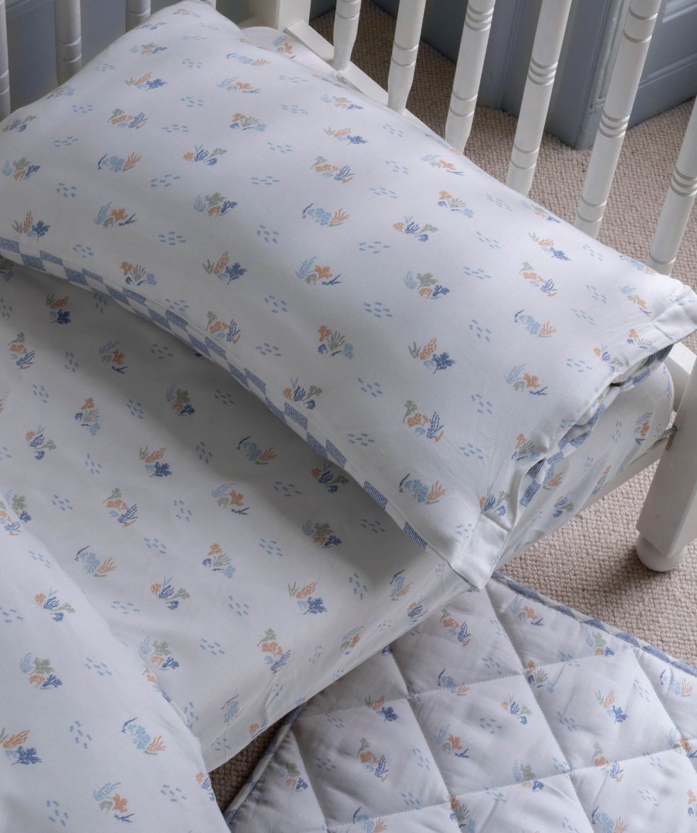 Organic Cotbed Fitted Sheet - Coastline – Bedding for children, available at Learning Bugs UK