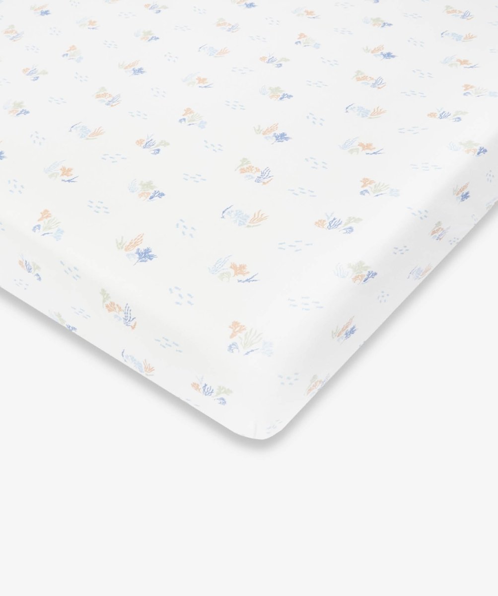 Organic Cotbed Fitted Sheet - Coastline – Bedding for children, available at Learning Bugs UK