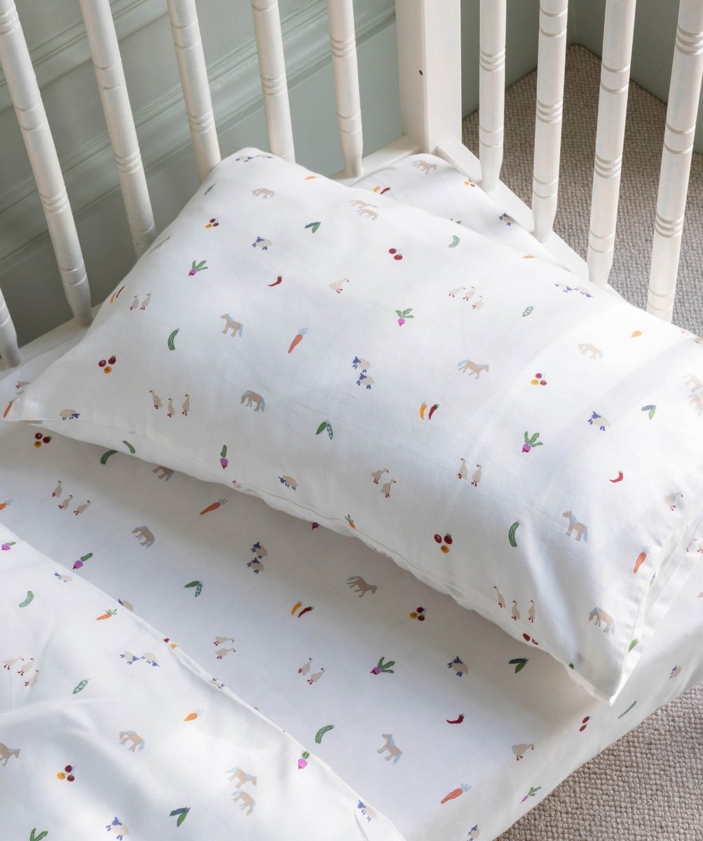 Organic Cotbed Fitted Sheet - Little Farm – Bedding for children, available at Learning Bugs UK