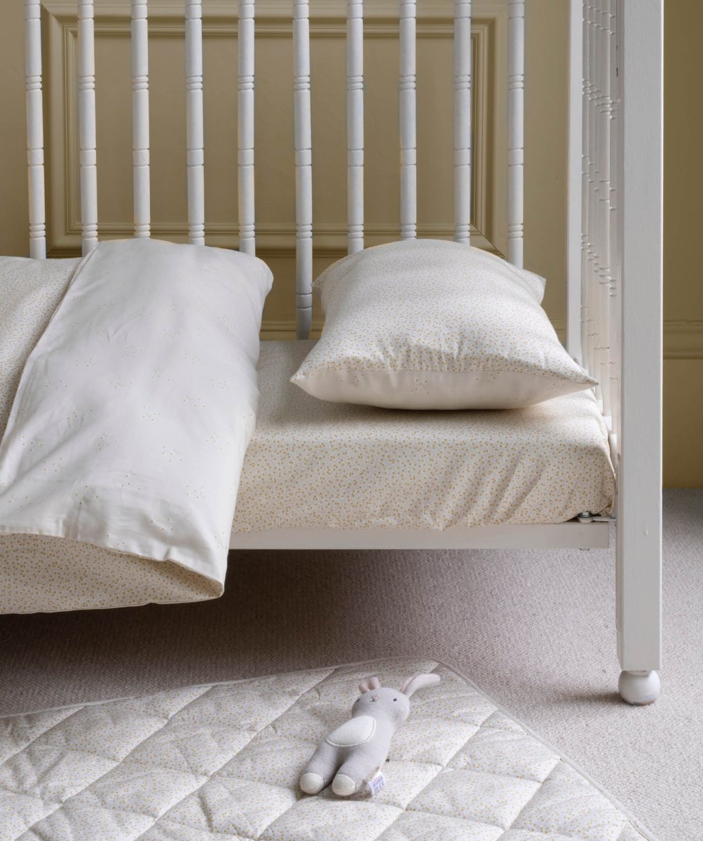 Organic Cotbed Fitted Sheet - Daisy Meadow – Bedding for children, available at Learning Bugs UK