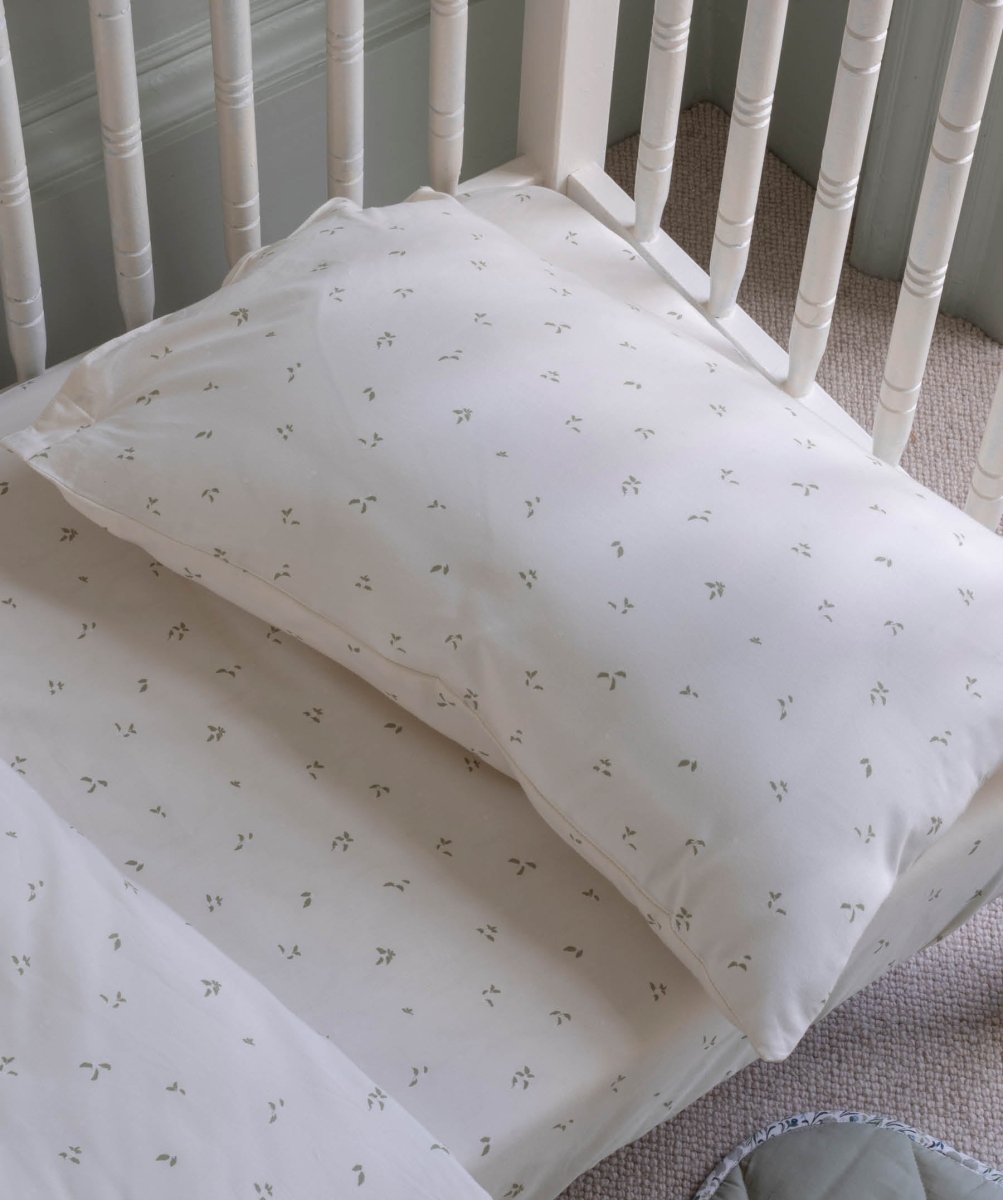 Organic Cotbed Fitted Sheet - Nettle Scatter – Bedding for children, available at Learning Bugs UK