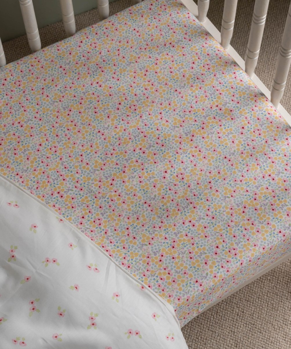 Organic Cotbed Fitted Sheet - Wildflower Garden – Bedding for children, available at Learning Bugs UK