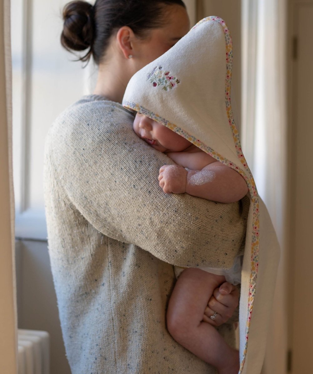 Hooded Towel - Baby - Wildflower Garden – Towelling for children, available at Learning Bugs UK