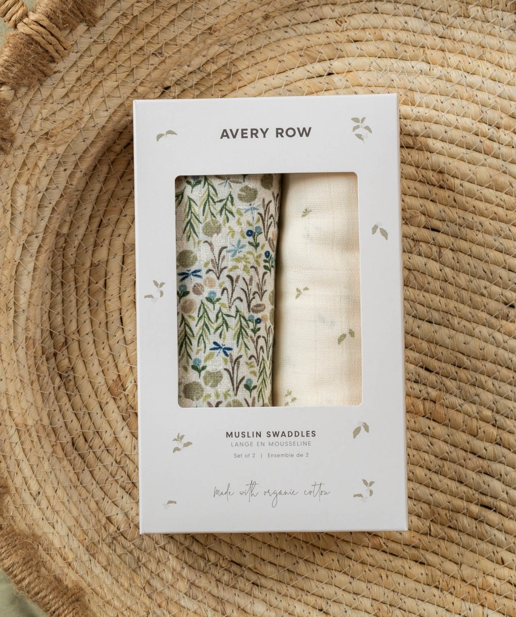 Extra Large Organic Baby Muslins, Set of 2 - Riverbank / Nettle Scatter – for children, available at Learning Bugs UK
