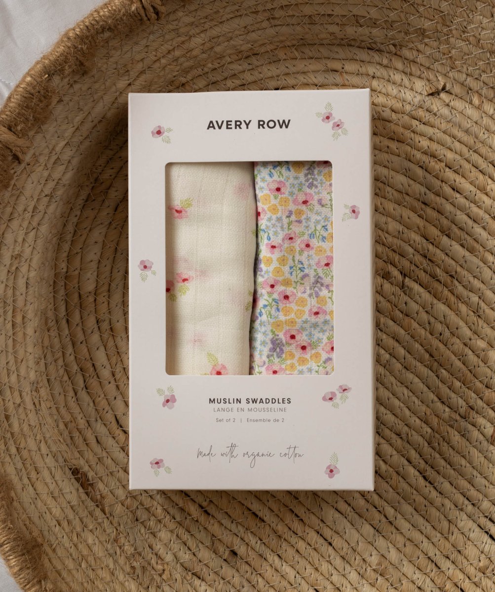 Extra Large Organic Baby Muslins, Set of 2 - Wildflower Garden / Anemone – for children, available at Learning Bugs UK