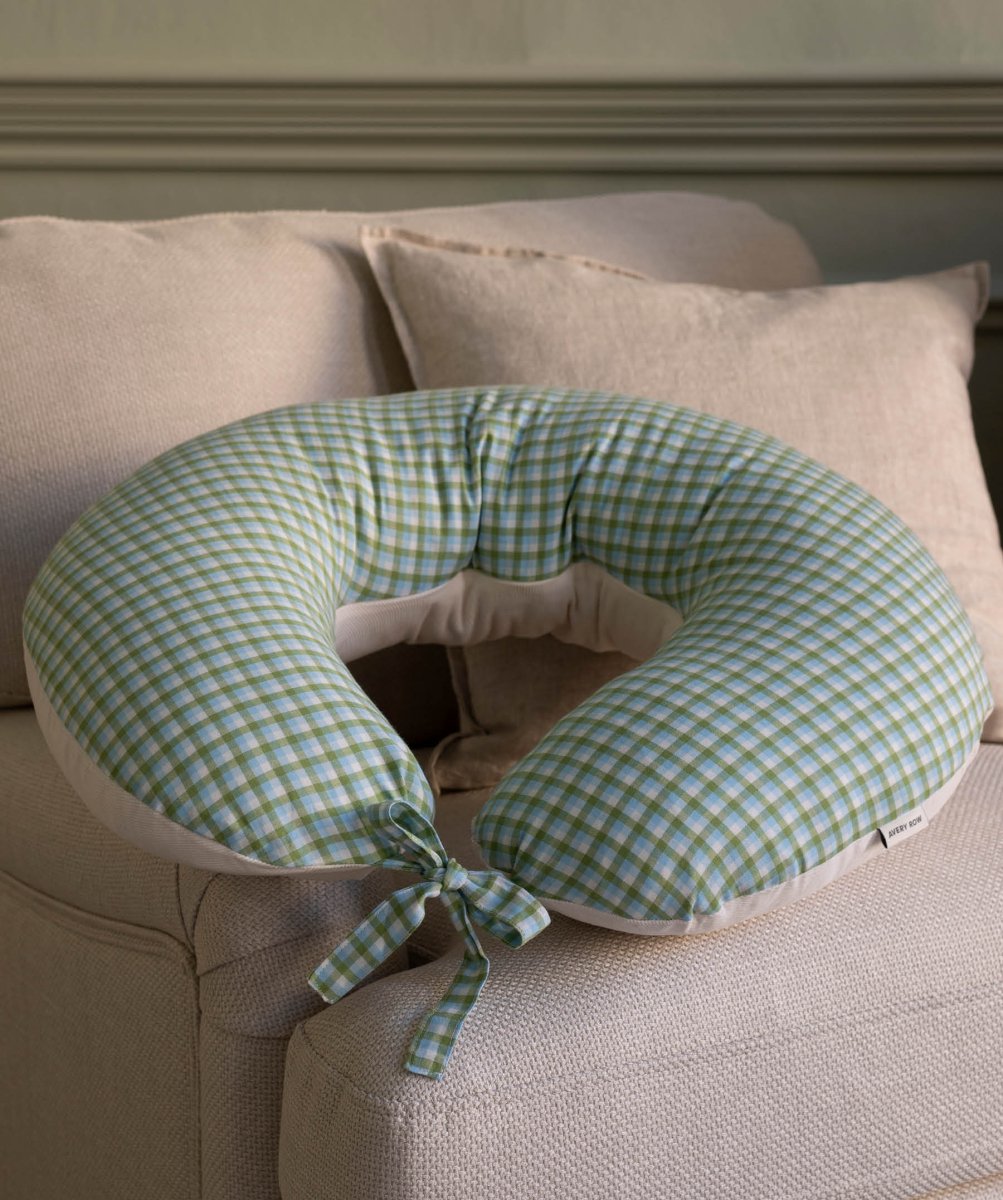 Nursing Pillow - Greenhouse Gingham – Parent Accessories for children, available at Learning Bugs UK