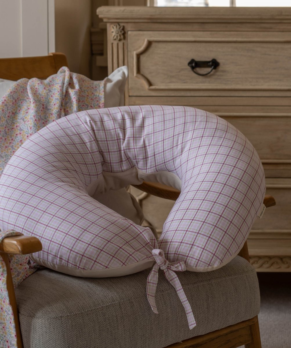 Nursing Pillow - Pink Check – Parent Accessories for children, available at Learning Bugs UK