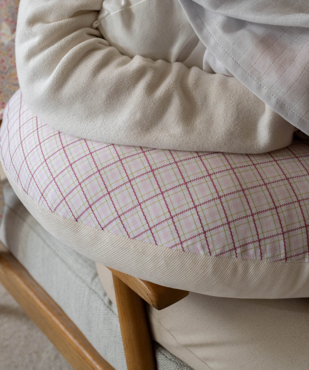 Nursing Pillow - Pink Check – Parent Accessories for children, available at Learning Bugs UK