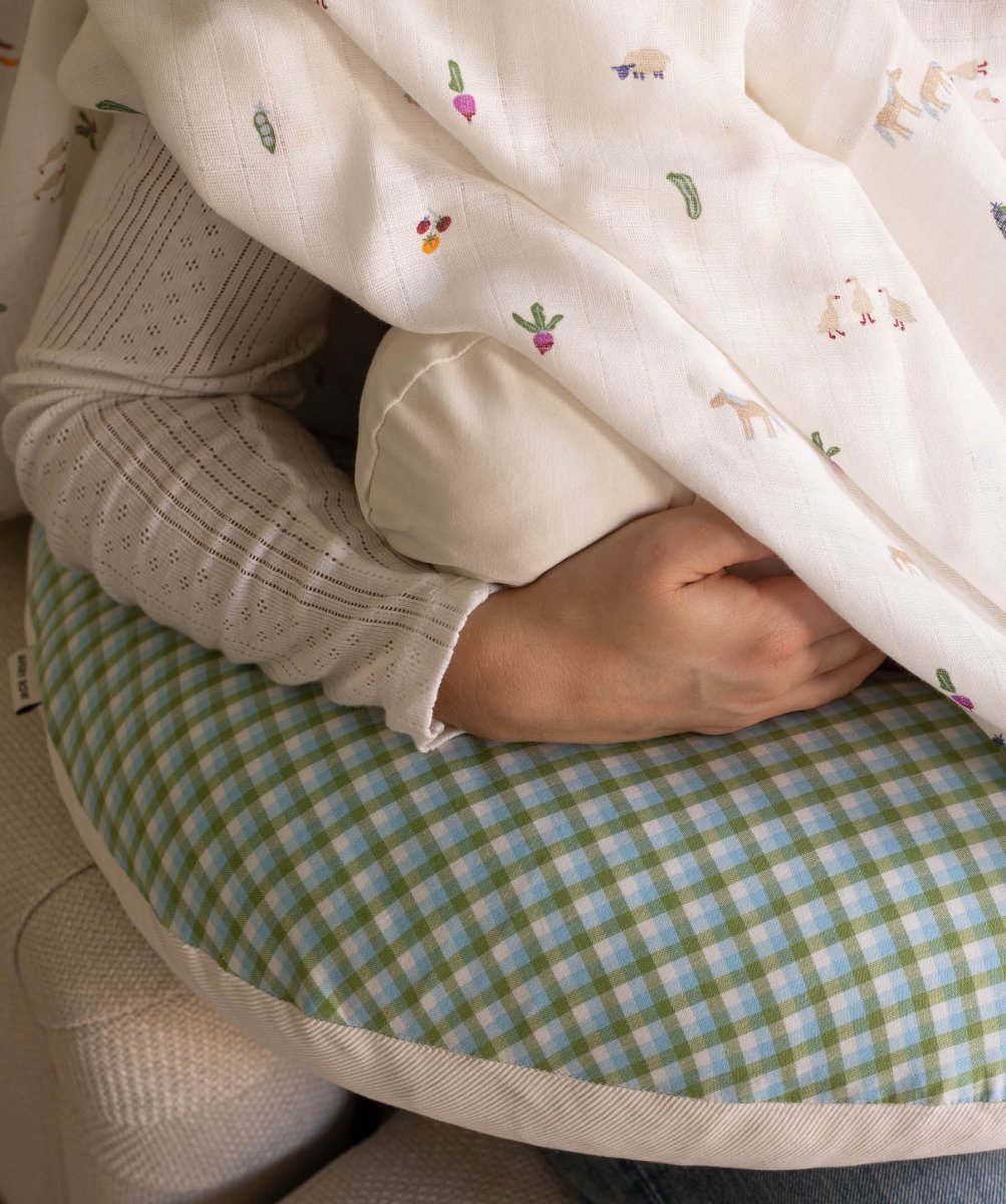 Nursing Pillow - Greenhouse Gingham – Parent Accessories for children, available at Learning Bugs UK