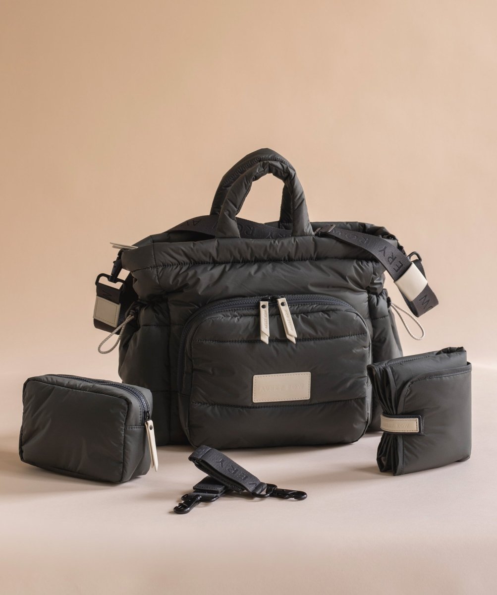 Baby Changing Tote Bag - Soft Black – Changing Bags & Travel Changing Mats for children, available at Learning Bugs UK