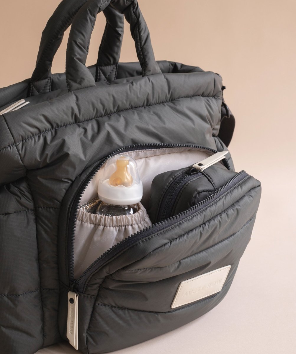 Baby Changing Tote Bag - Soft Black – Changing Bags & Travel Changing Mats for children, available at Learning Bugs UK