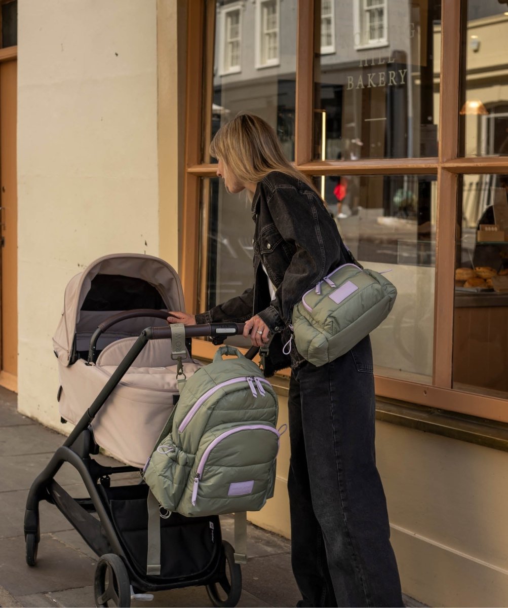 Pram Organiser Bag - Olive – Changing Bags & Travel Changing Mats for children, available at Learning Bugs UK
