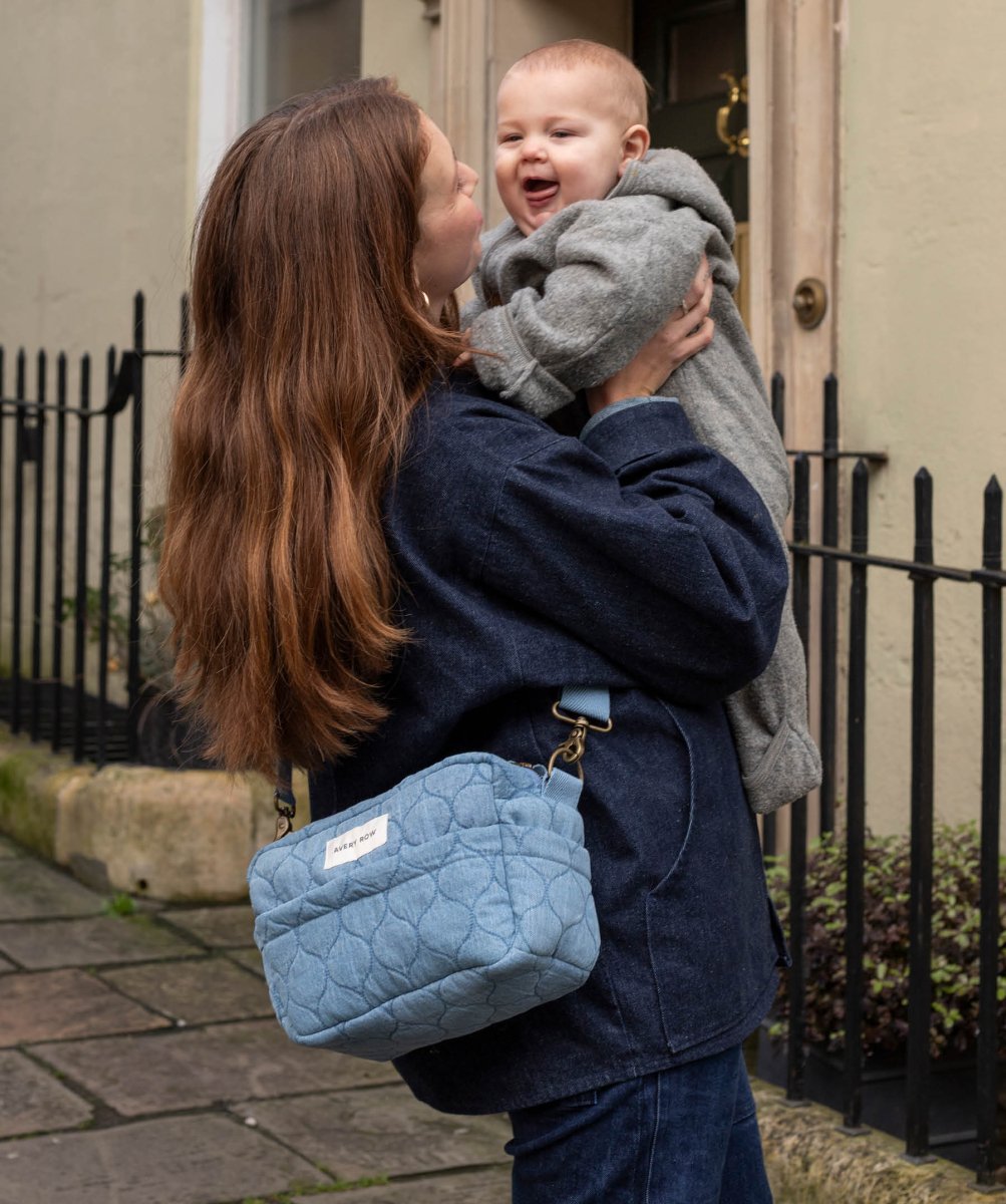 Pram Organiser Bag - Denim – Changing Bags & Travel Changing Mats for children, available at Learning Bugs UK