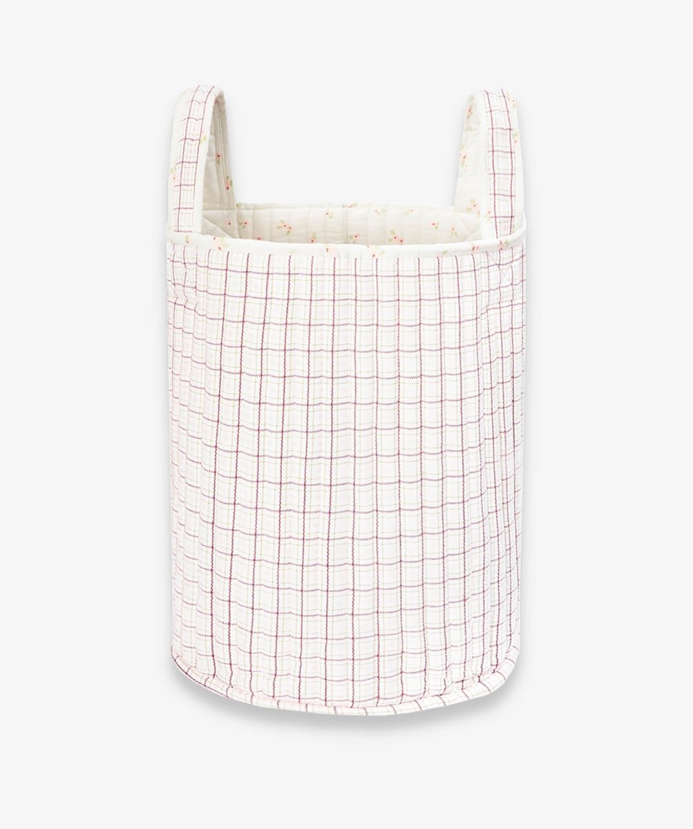 Large Quilted Storage Basket - Anemone / Pink Check – Storage for children, available at Learning Bugs UK