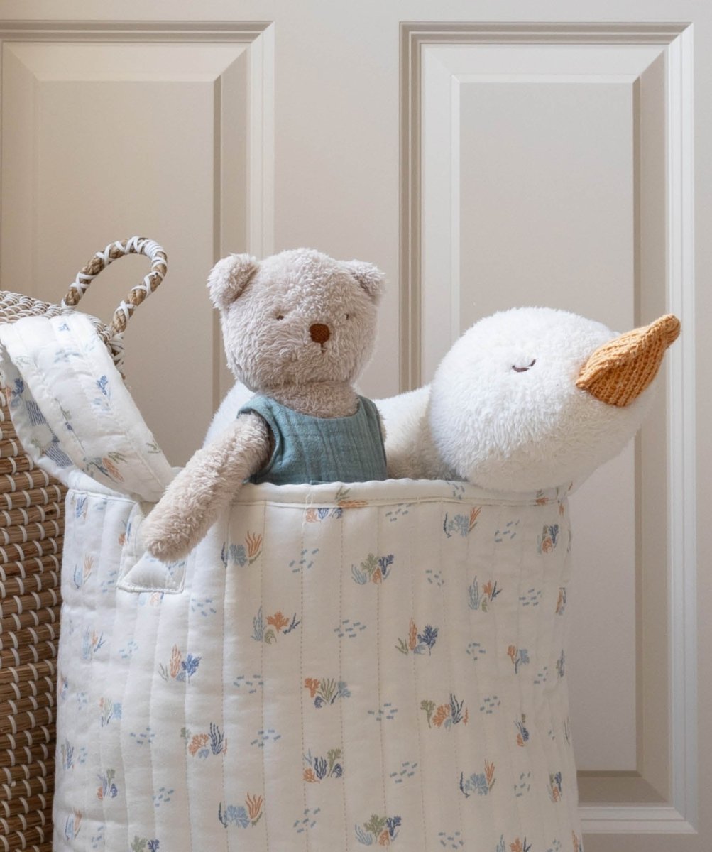 Large Quilted Storage Basket - Coastline / Waves – Storage for children, available at Learning Bugs UK