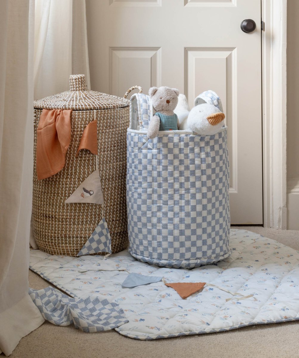 Large Quilted Storage Basket - Coastline / Waves – Storage for children, available at Learning Bugs UK