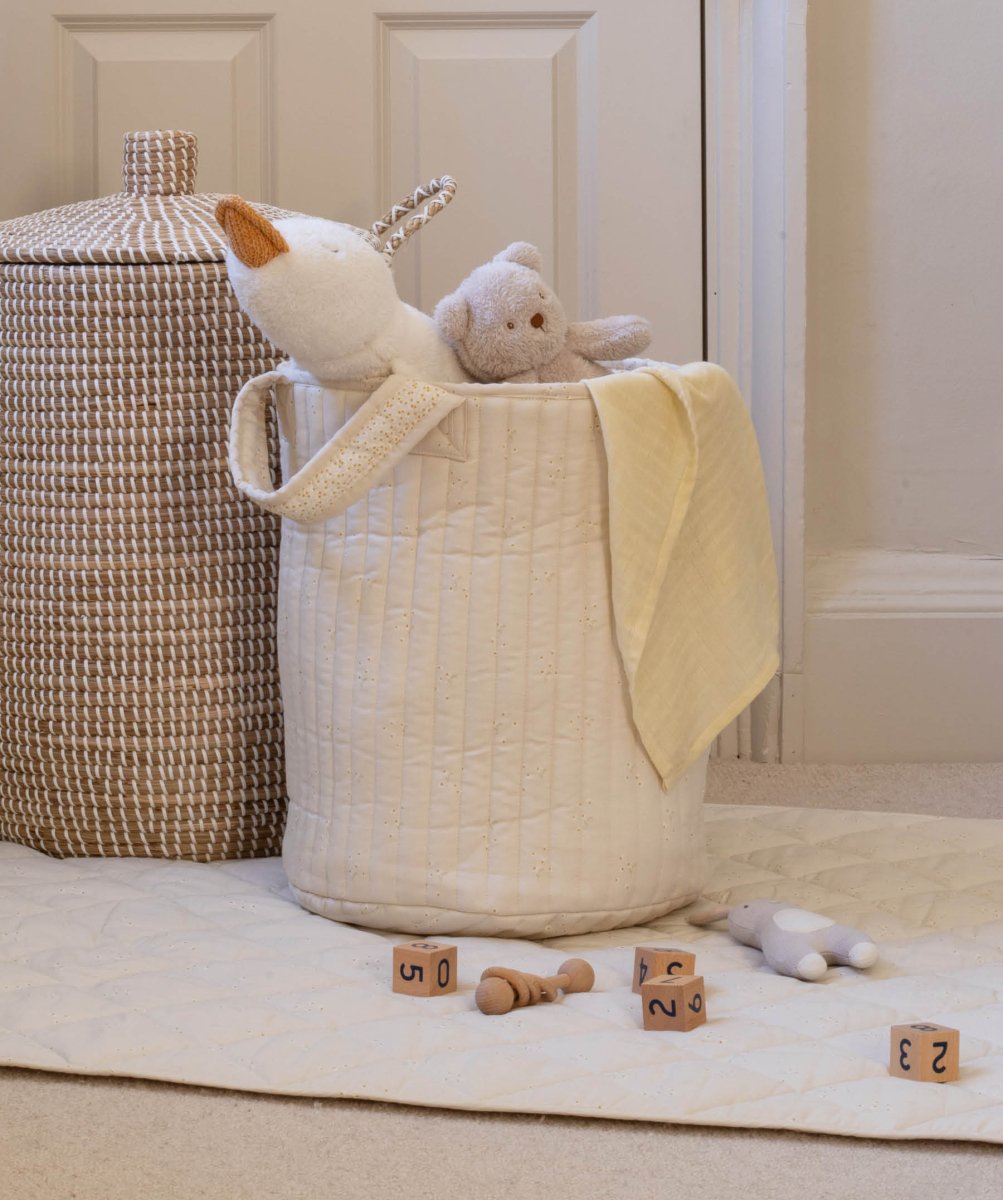 Large Quilted Storage Basket - Wild Chamomile / Daisy Meadow – Storage for children, available at Learning Bugs UK