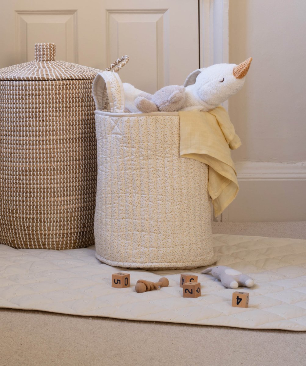 Large Quilted Storage Basket - Wild Chamomile / Daisy Meadow – Storage for children, available at Learning Bugs UK