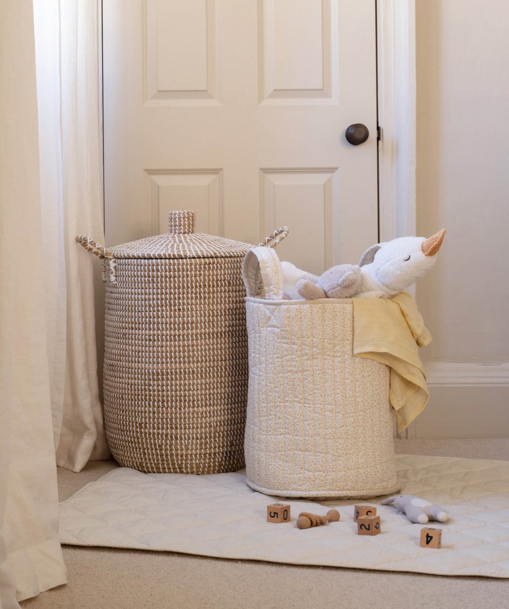 Large Quilted Storage Basket - Wild Chamomile / Daisy Meadow – Storage for children, available at Learning Bugs UK