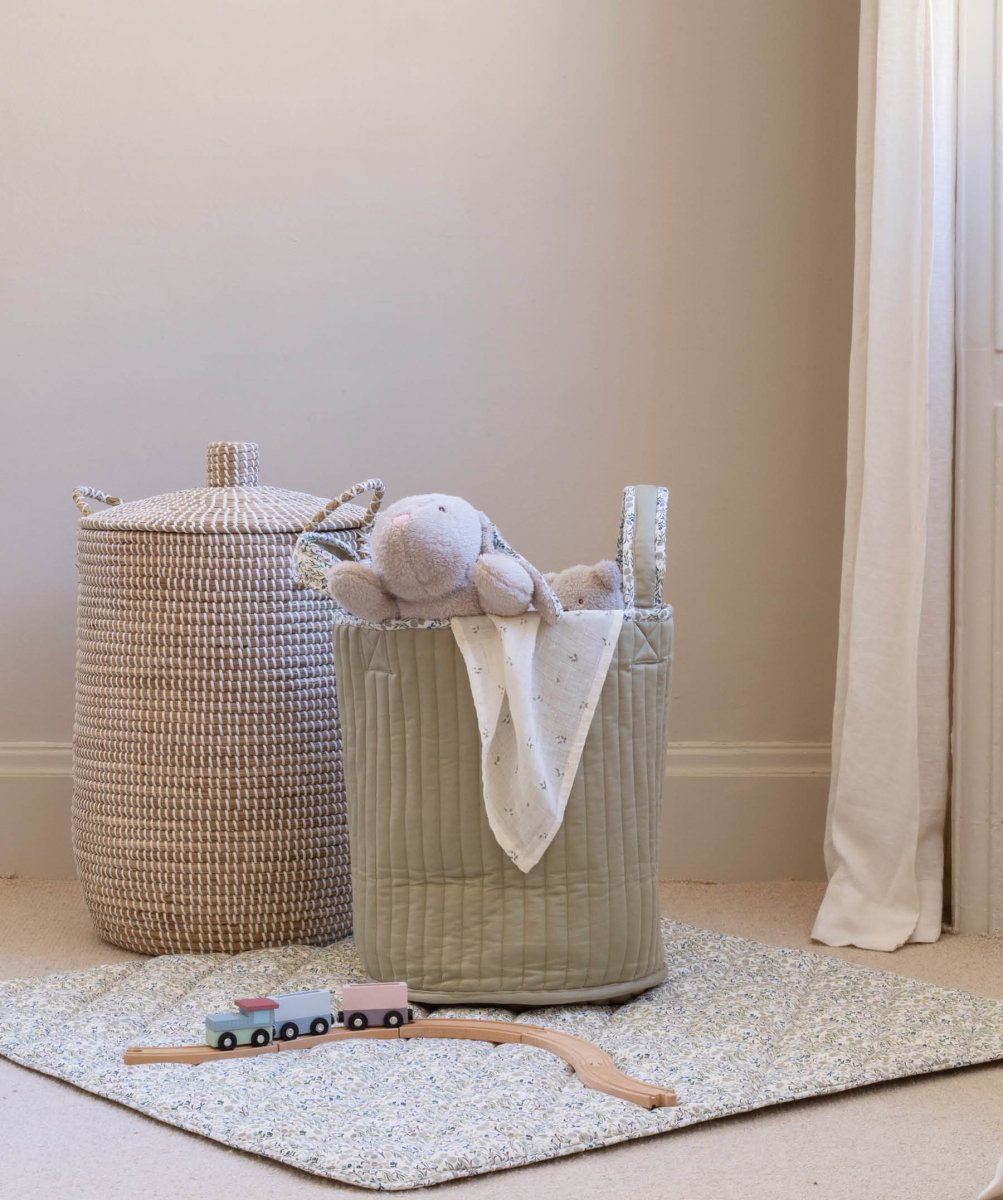 Large Quilted Storage Basket - Riverbank / Willow – Storage for children, available at Learning Bugs UK