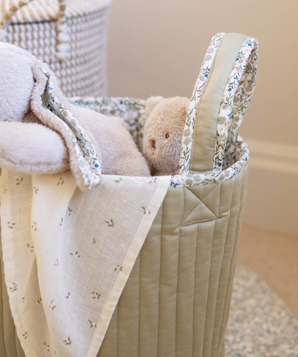 Large Quilted Storage Basket - Riverbank / Willow – Storage for children, available at Learning Bugs UK