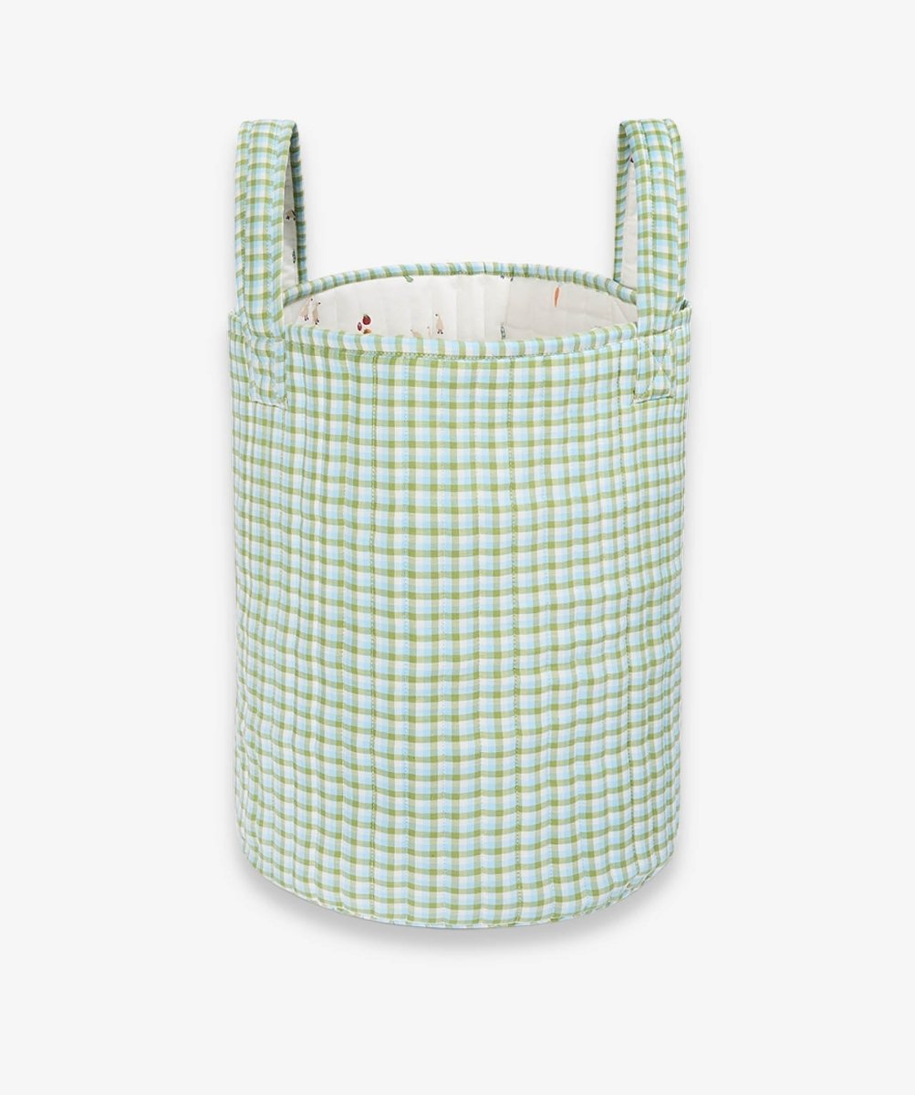 Large Quilted Storage Basket - Greenhouse Gingham / Little Farm – Storage for children, available at Learning Bugs UK