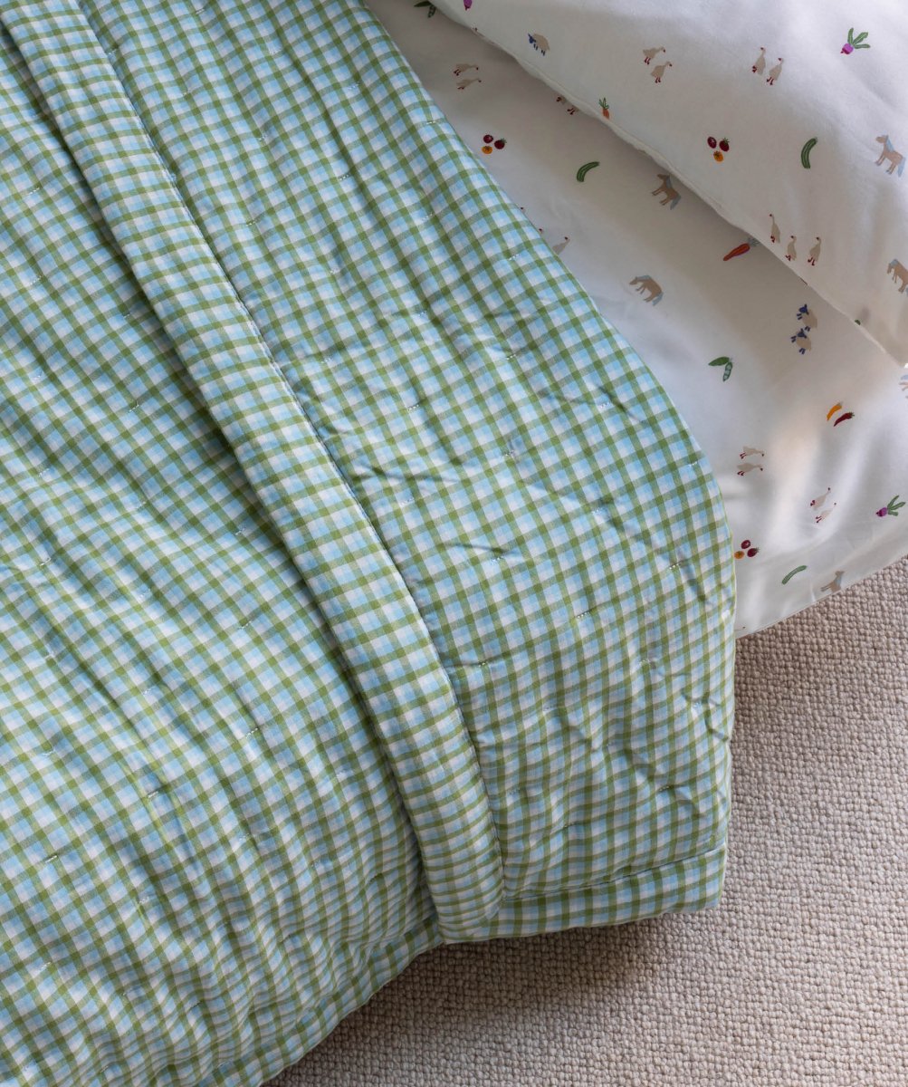 Quilted Cotbed Bedspread - Greenhouse Gingham – Bedding for children, available at Learning Bugs UK