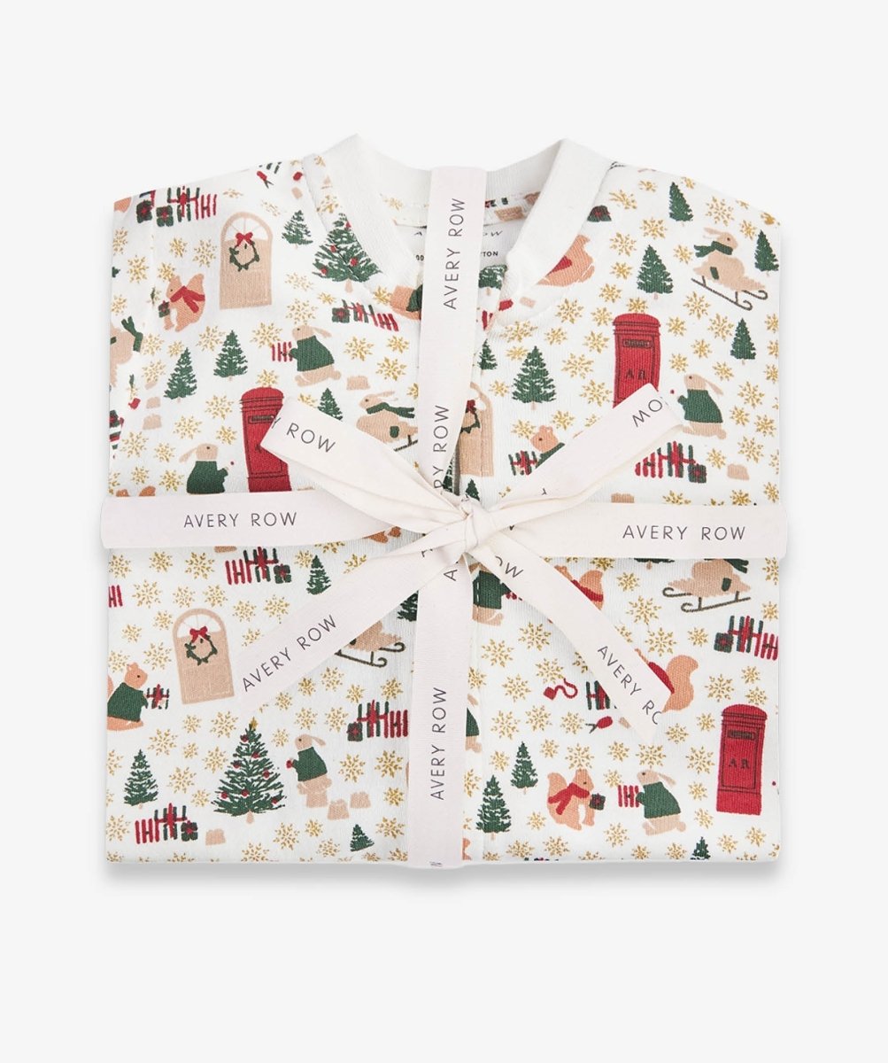 Avery Row Christmas Baby Jersey Sleepsuit - Festive Forest – Baby Clothing for children, available at Learning Bugs UK