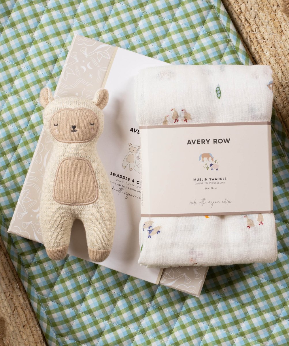 Swaddle & Cuddle New Baby Gift Set - Little Farm – for children, available at Learning Bugs UK