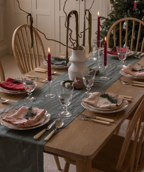 Avery Row Christmas Table Runner - Pine Green