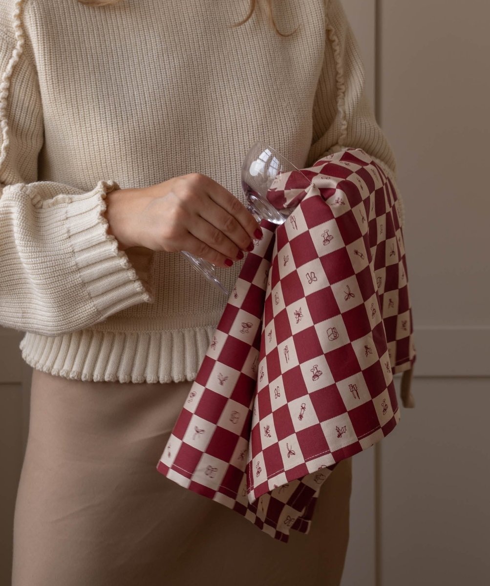 Avery Row Tea Towels, Set of 2 - Christmas Checkerboard – Christmas for children, available at Learning Bugs UK