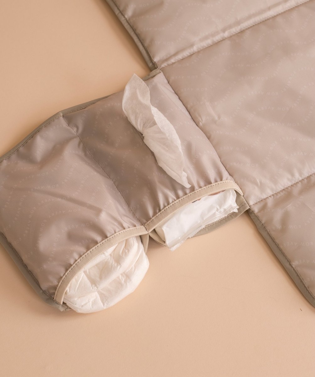 Recycled Nylon Travel Baby Changing Mat - Oyster – Changing Bags & Travel Changing Mats for children, available at Learning Bugs UK